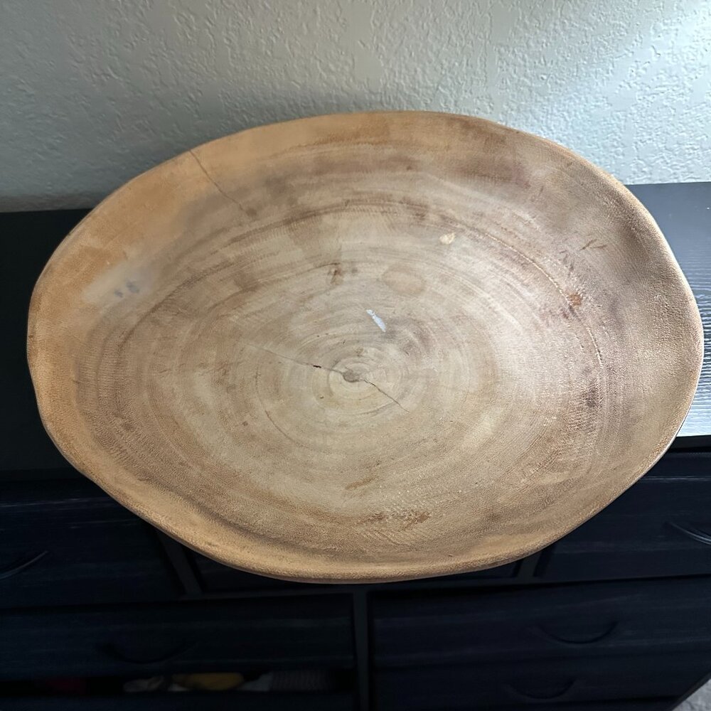 Large irregular Crate and Barrel wood bowl